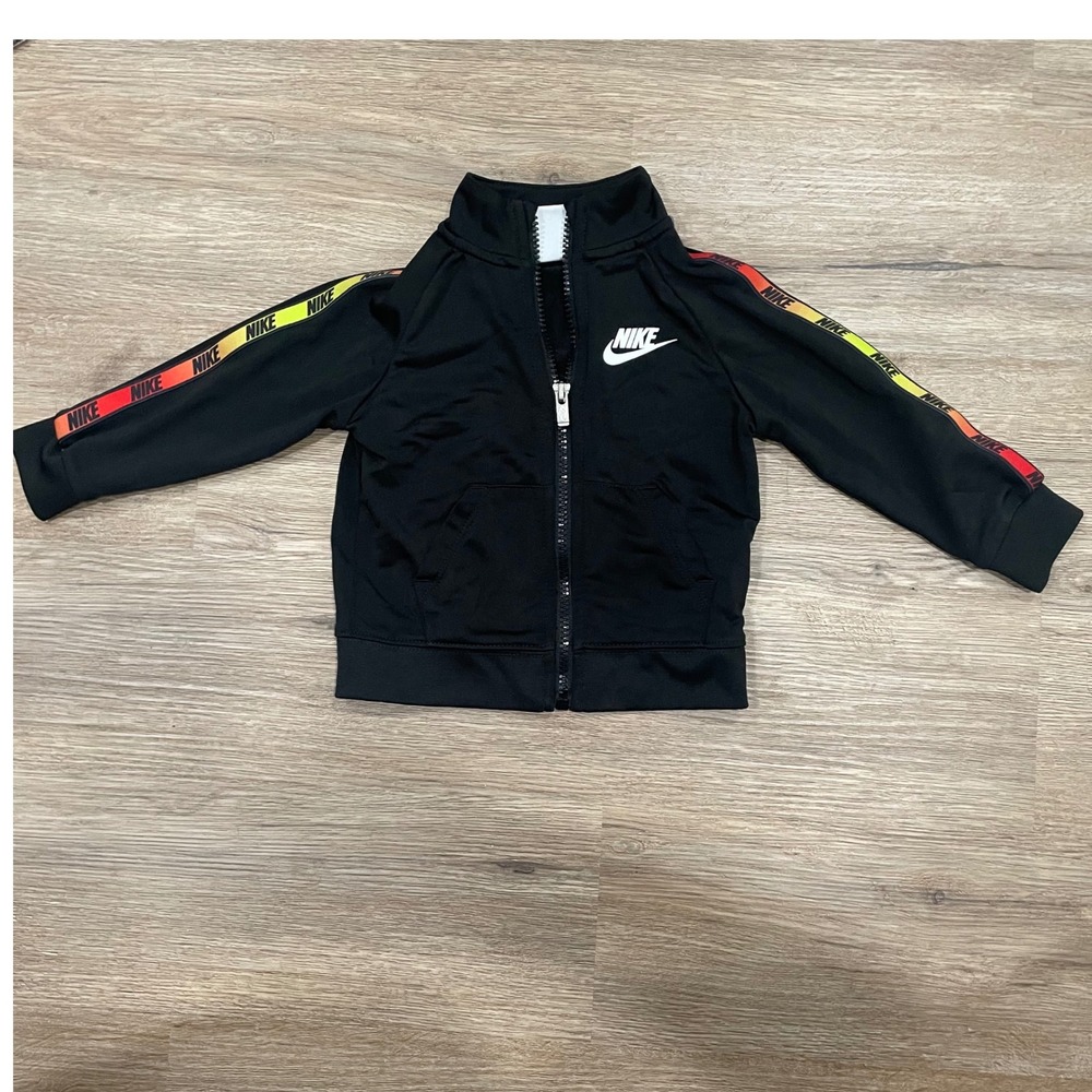 Nike Toddler Track Jacket Black Full Zip‎ Multicolor Tape Logo 18M